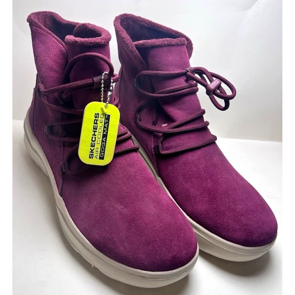 SKECHERS GOwalk Ultra Go Air Cooled Goga Mat Mens Burgundy Boots Size 8.5. B3